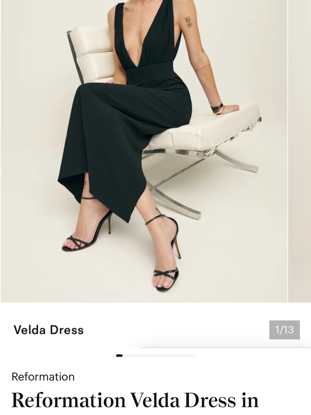 Reformation Velda Midi Dress in Black